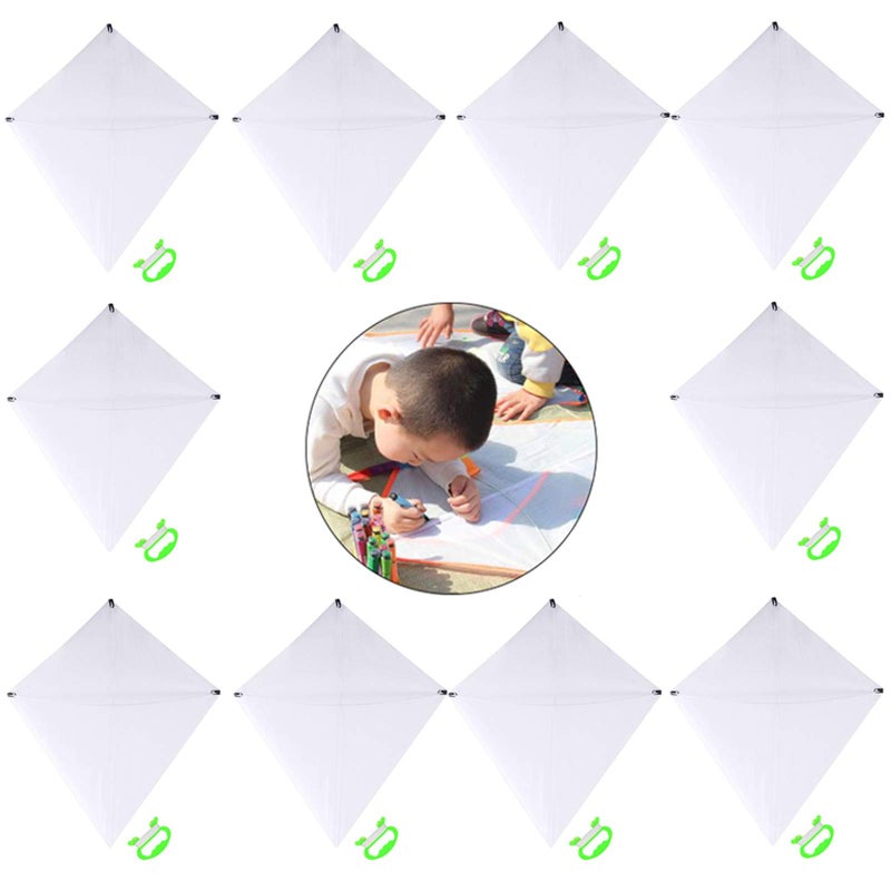 B bangcool DIY Kids Kite Blank Kites Making Painting White Paper Blank Kites with Swivel Line for Kids Outdoor Park Beach Grassland Activities (10PCS) - Image 1